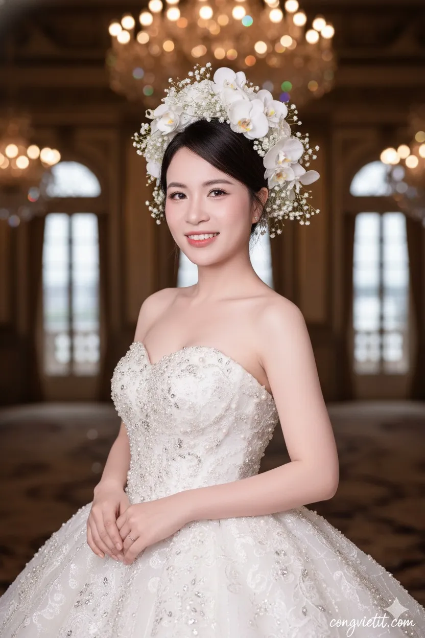 Cô nàng xinh đẹp mặc váy cưới