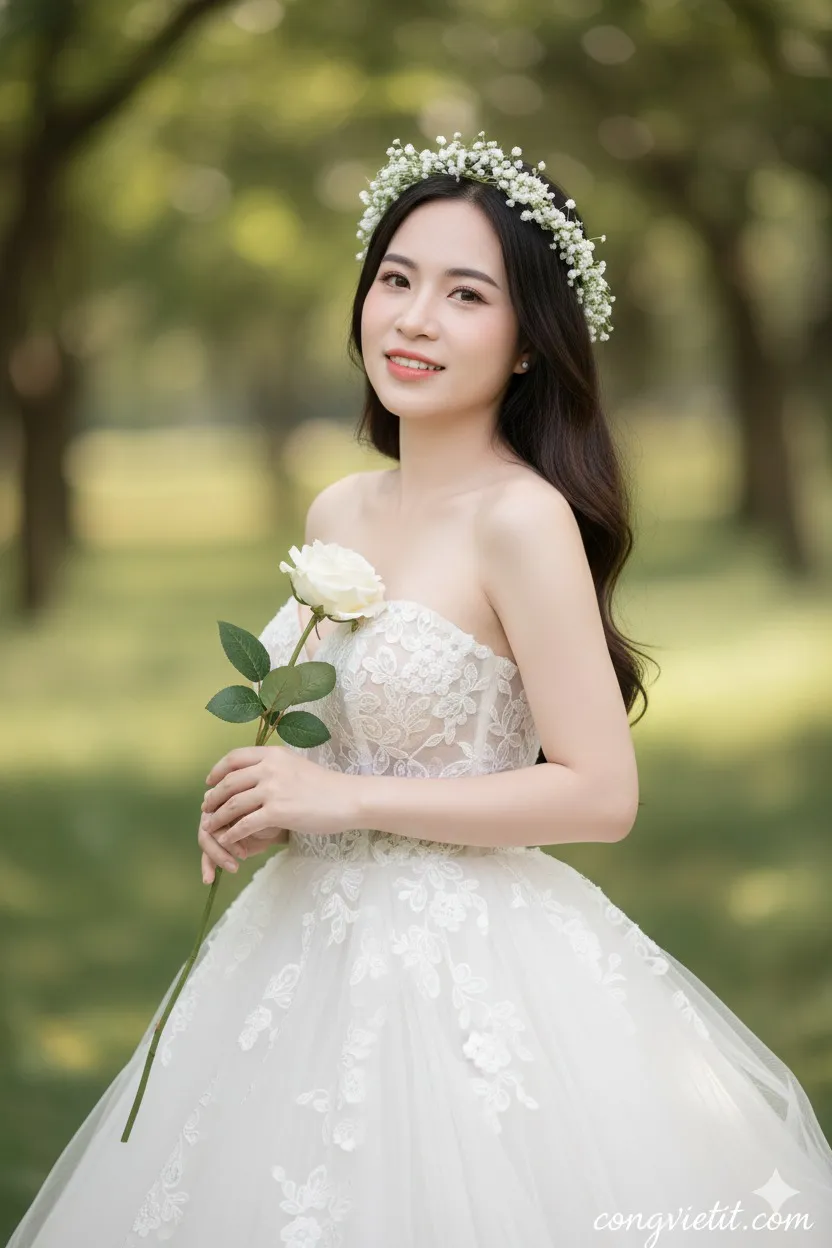 Cô nàng xinh đẹp mặc váy cưới 2