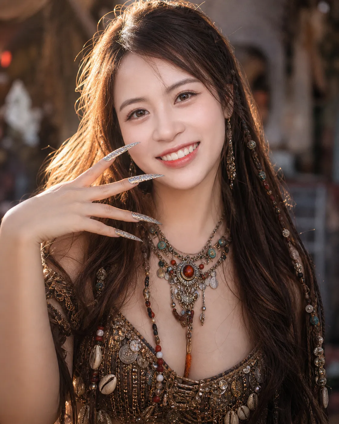Thiếu Nữ Bộ Tộc Huyền Ảo Với Móng Bạc Dưới Ánh Điện Ảnh
