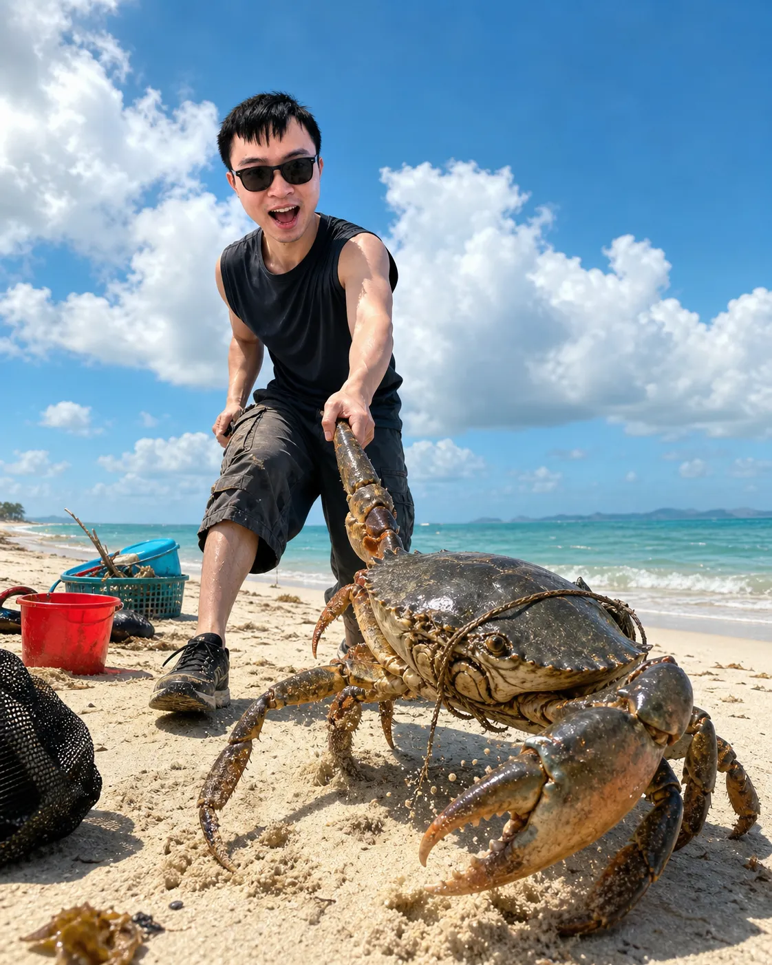 Anh Chàng Kéo Cua Chạy Trên Biển – Vibe Viral Douyin