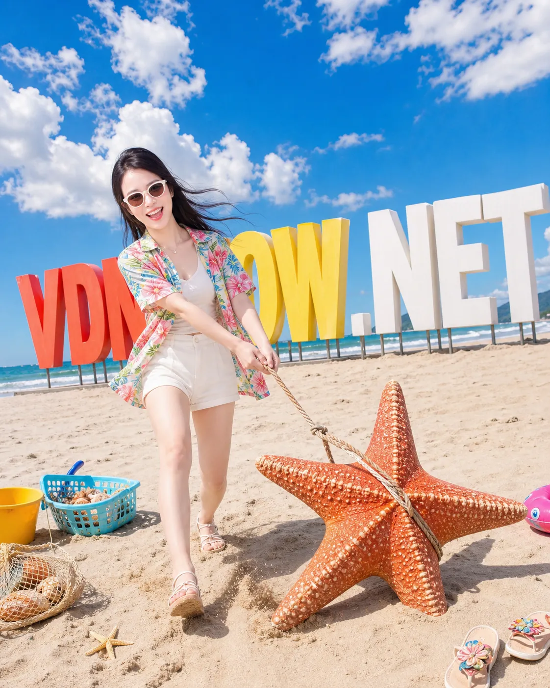 Kéo Sao Biển Khổng Lồ Chạy Trên Cát – Vibe Viral Douyin