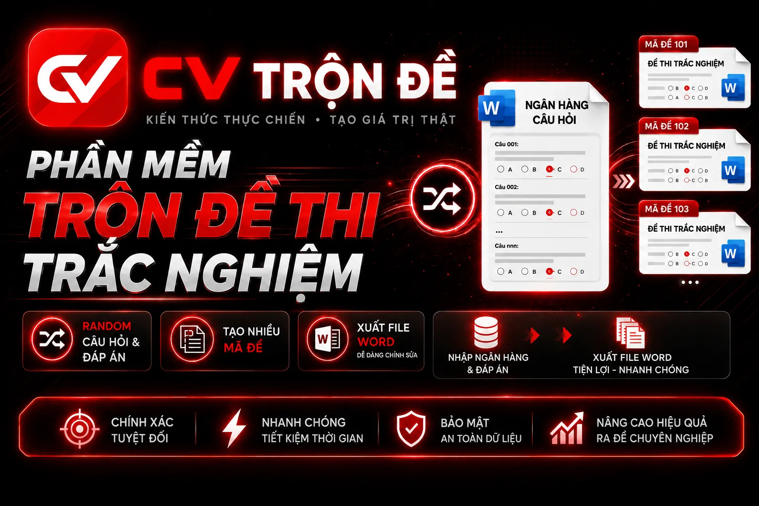 CV Trộn Đề - Phần Mềm Trộn Đề Thi Trắc Nghiệm Word Dành Cho Giáo Viên